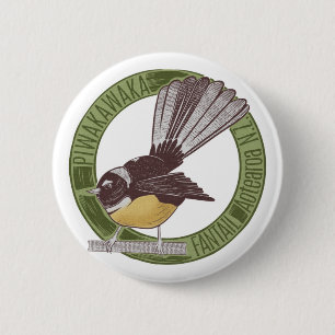 Fantail New Zealand Bird 6 Cm Round Badge