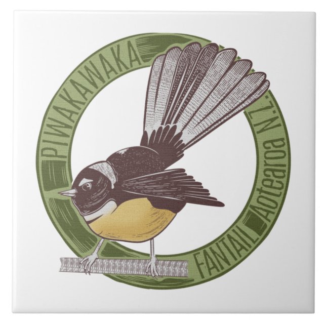 Fantail New Zealand Bird Ceramic Tile (Front)
