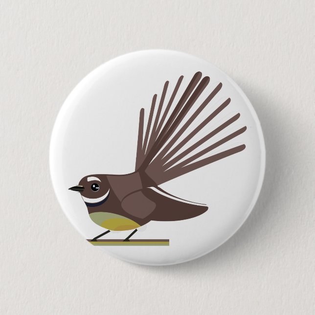 Fantail New Zealand bird Vector 6 Cm Round Badge (Front)