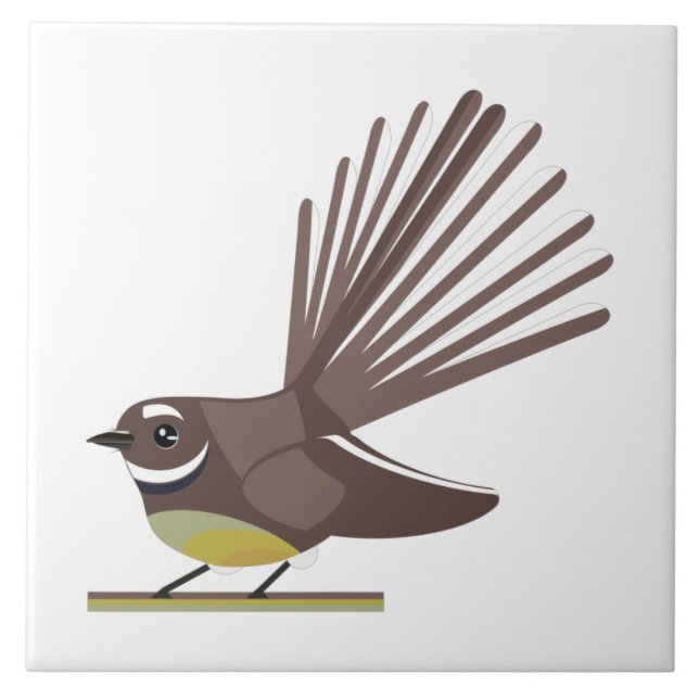 Fantail New Zealand bird Vector Ceramic Tile (Front)