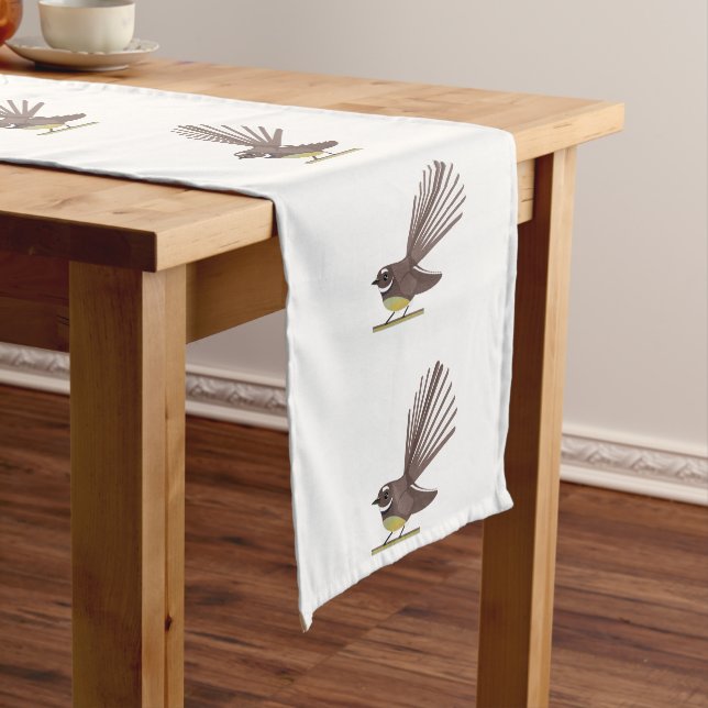 Fantail New Zealand bird Vector Short Table Runner (In Situ)