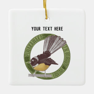 Fantail New Zealand Native Bird Aotearoa NZ Ceramic Ornament
