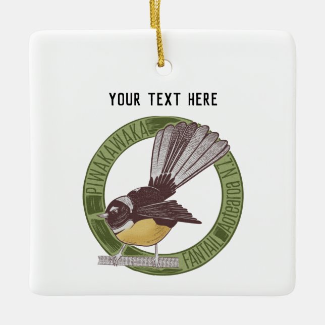 Fantail New Zealand Native Bird Aotearoa NZ Ceramic Ornament (Front)
