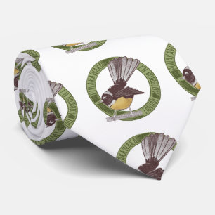 Fantail New Zealand Native Bird Aotearoa NZ Tie