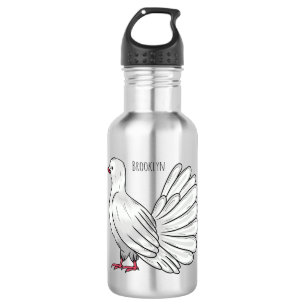 Fantail pigeon bird cartoon illustration  532 ml water bottle