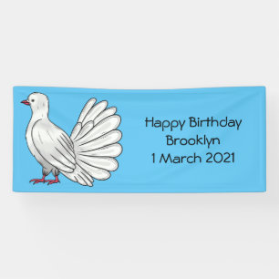 Fantail pigeon bird cartoon illustration  banner