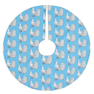 Fantail pigeon bird cartoon illustration brushed polyester tree skirt