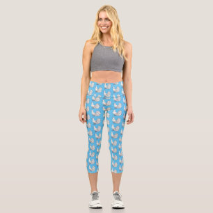 Fantail pigeon bird cartoon illustration capri leggings