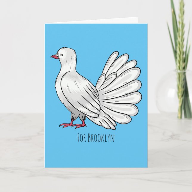 Fantail pigeon bird cartoon illustration card (Front)