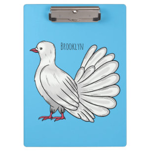 Fantail pigeon bird cartoon illustration clipboard