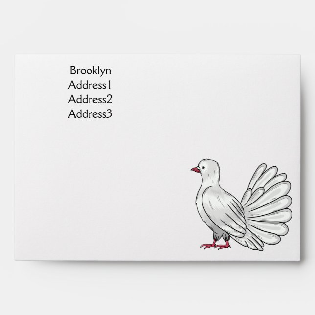 Fantail pigeon bird cartoon illustration  envelope (Front)