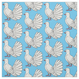 Fantail pigeon bird cartoon illustration fabric