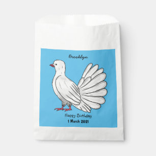 Fantail pigeon bird cartoon illustration favour bag