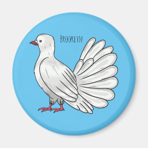 Fantail pigeon bird cartoon illustration magnet