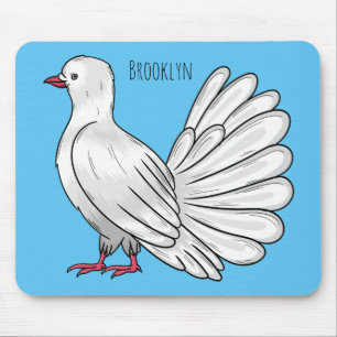 Fantail pigeon bird cartoon illustration mouse pad