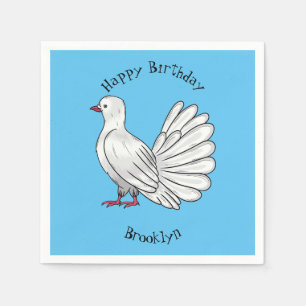 Fantail pigeon bird cartoon illustration   napkin