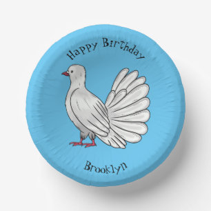 Fantail pigeon bird cartoon illustration   paper plate
