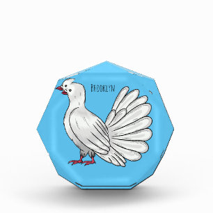 Fantail pigeon bird cartoon illustration photo block