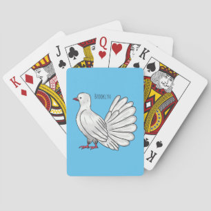 Fantail pigeon bird cartoon illustration playing cards