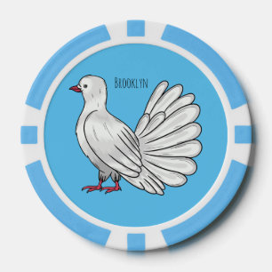 Fantail pigeon bird cartoon illustration poker chips