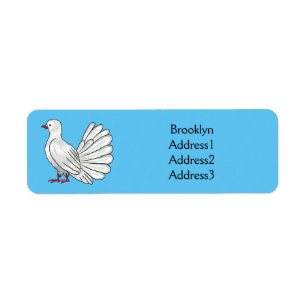 Fantail pigeon bird cartoon illustration  return address label