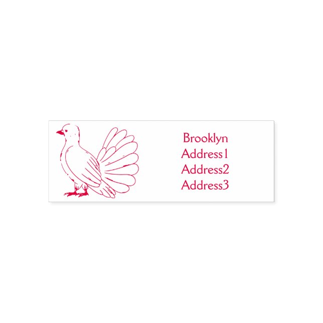 Fantail pigeon bird cartoon illustration  self-inking stamp (Design)