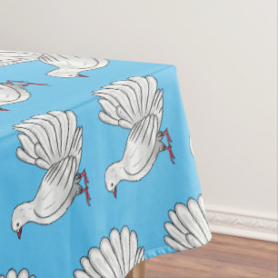 Fantail pigeon bird cartoon illustration tablecloth