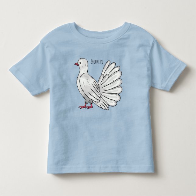 Fantail pigeon bird cartoon illustration  toddler T-Shirt (Front)