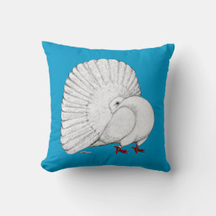 Fantail Pigeon White Cushion