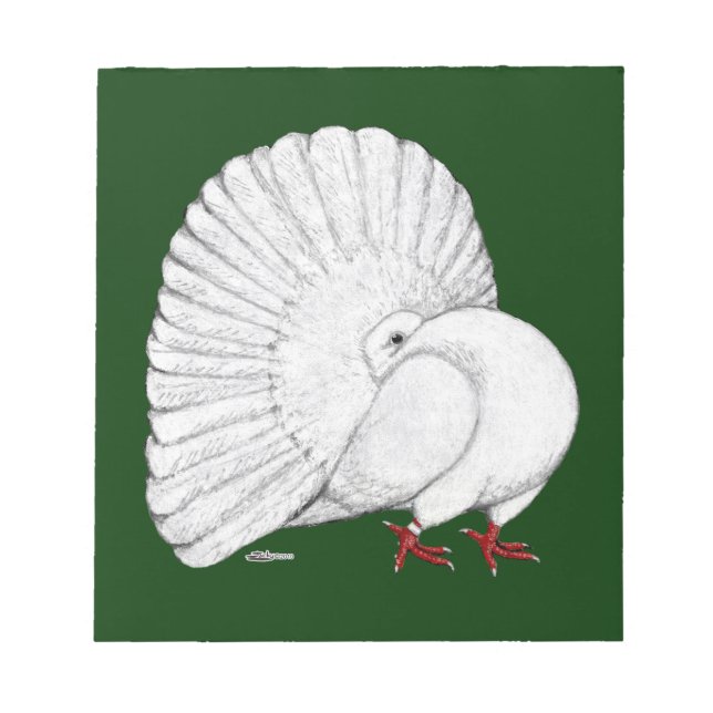 Fantail Pigeon White Notepad (Front)