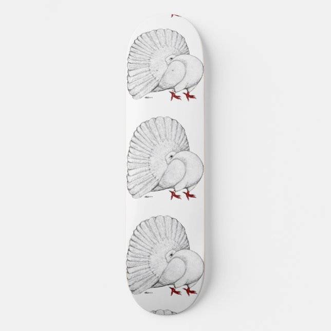 Fantail Pigeon White Skateboard (Front)