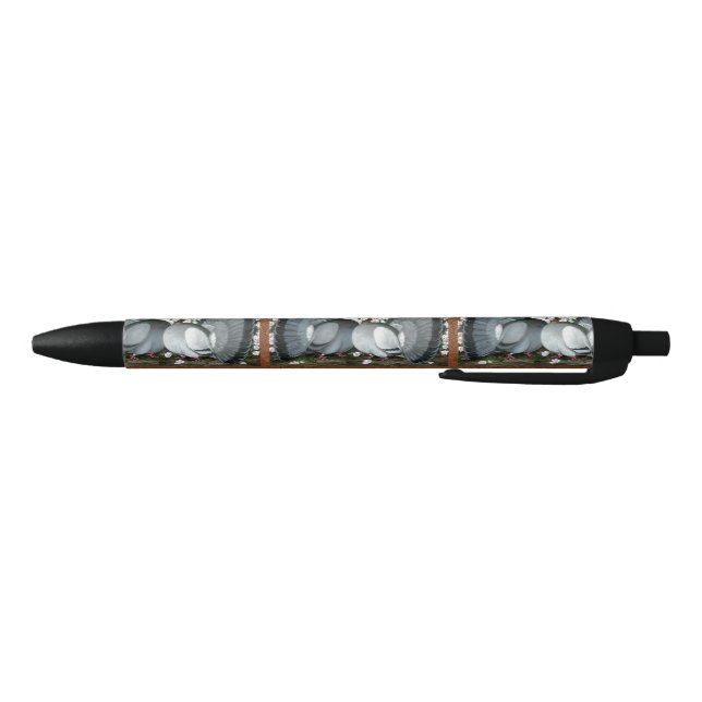 Fantail Pigeons Matched Pair Black Ink Pen (Bottom)