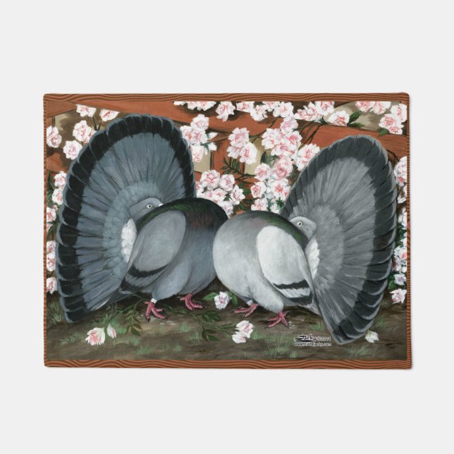 Fantail Pigeons Matched Pair Doormat (Front)
