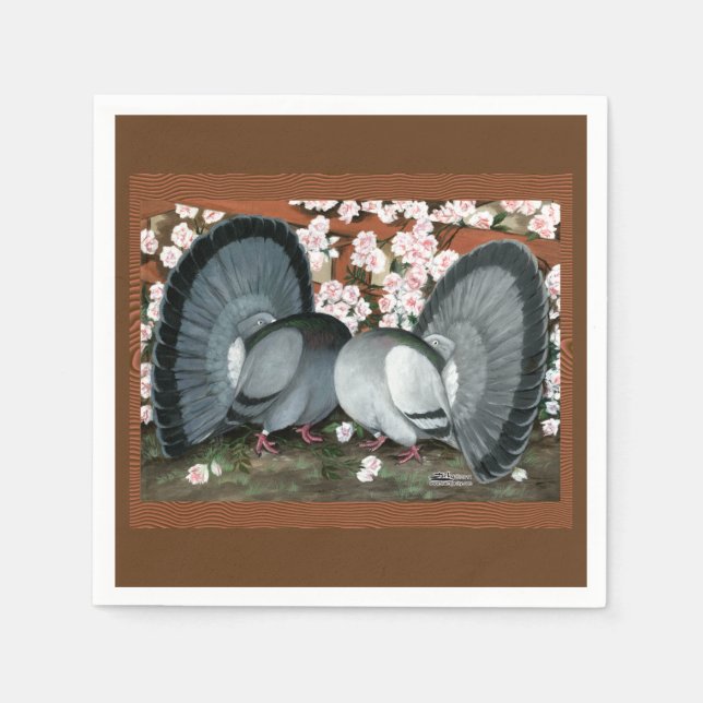 Fantail Pigeons Matched Pair Napkin (Front)