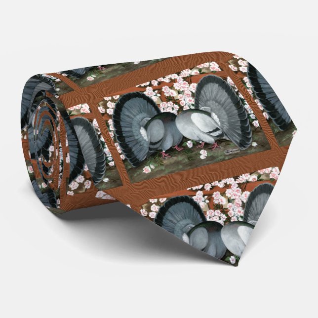 Fantail Pigeons Matched Pair Tie (Rolled)