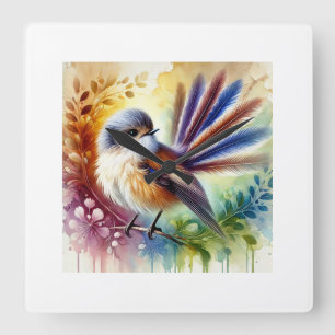 Fantailed Gerygone 210824AREF109 - Watercolor Square Wall Clock