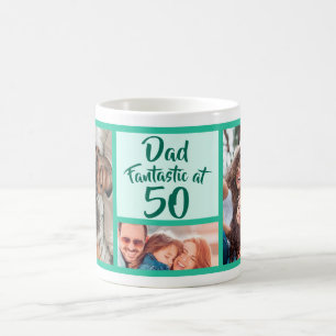 Fantastic at 50 Dad birthday photo collage Coffee Mug
