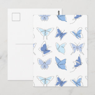 fANTASTIC Baby blue line art flying butterfly Postcard