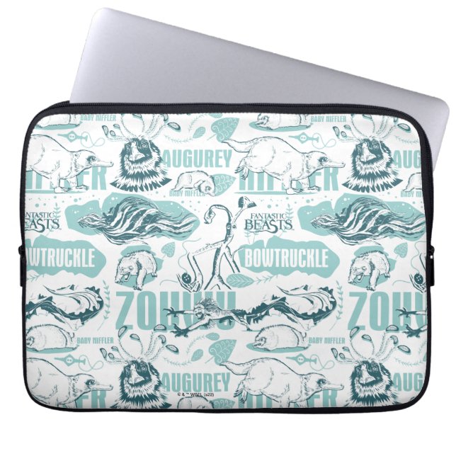 Fantastic Beasts Blue Pattern Laptop Sleeve (Front)