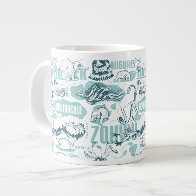 Fantastic Beasts Blue Pattern Large Coffee Mug (Front Left)