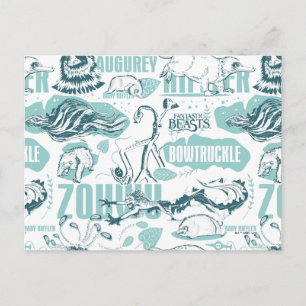 Fantastic Beasts Blue Pattern Postcard