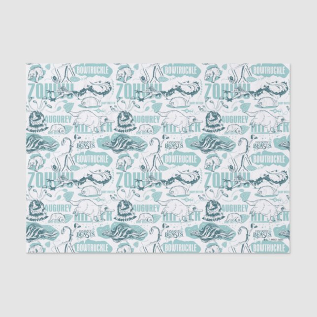 Fantastic Beasts Blue Pattern Tissue Paper (Front)