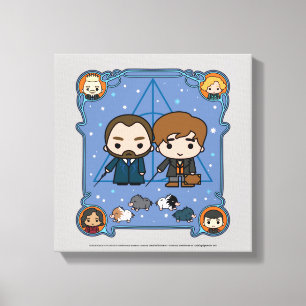 Fantastic Beasts Dumbledore & Newt Cartoon Canvas Print