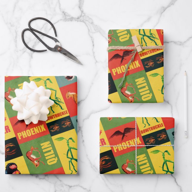 Fantastic Beasts Vintage Pattern Wrapping Paper Sheet (Front)