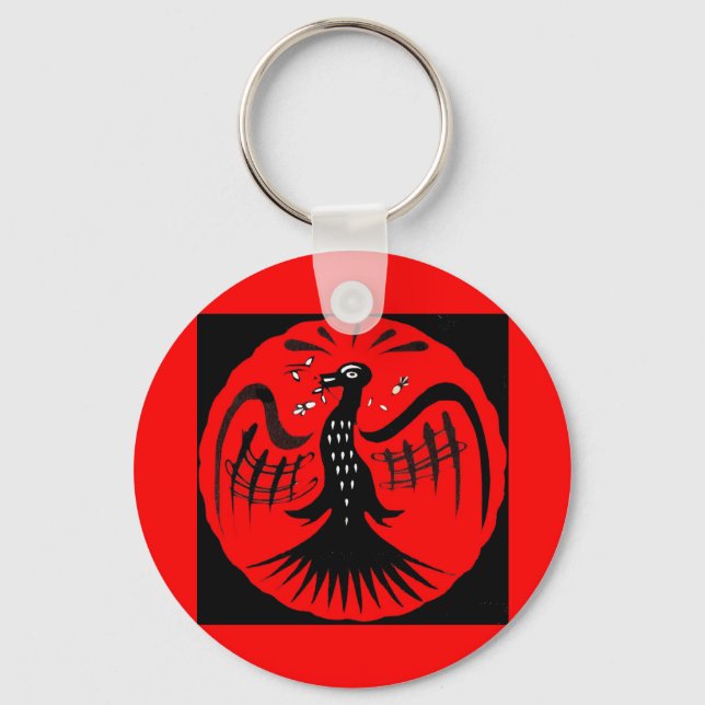 fantastic bird folk art bird key ring (Front)