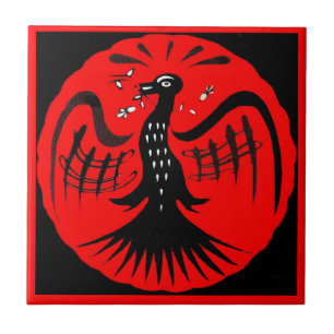 fantastic bird folk art bird Something super neato Ceramic Tile