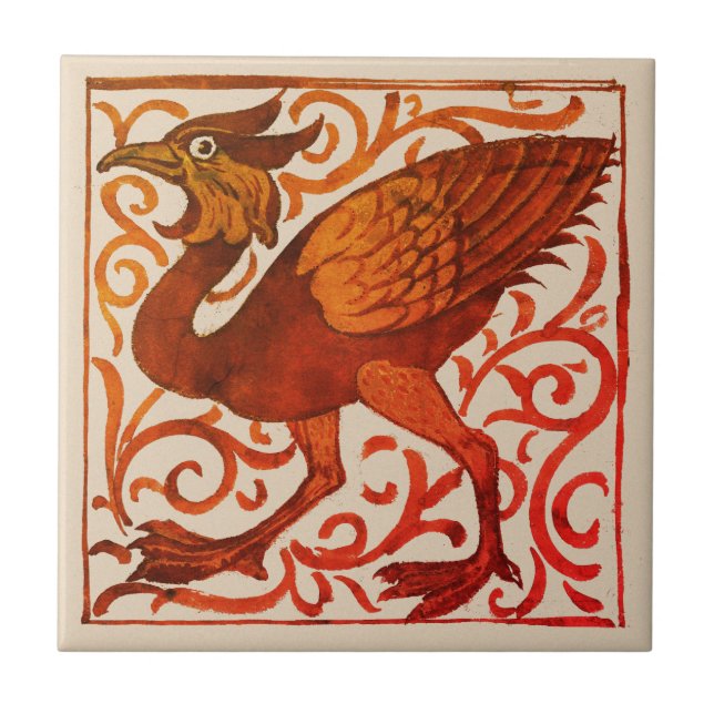 Fantastic Bird - William De Morgan Ceramic Tile (Front)
