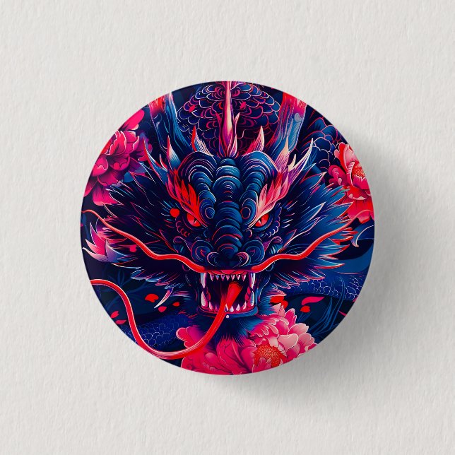 Fantastic Blossom Fury Dragon 3 Cm Round Badge (Front)