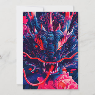 Fantastic Blossom Fury Dragon Holiday Card