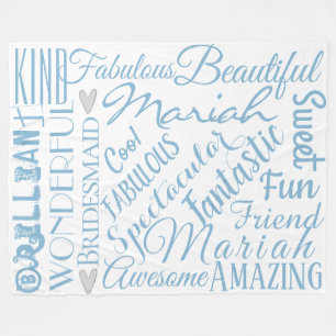 Fantastic Bridesmaid Personalise Fabulous Words Fleece Blanket